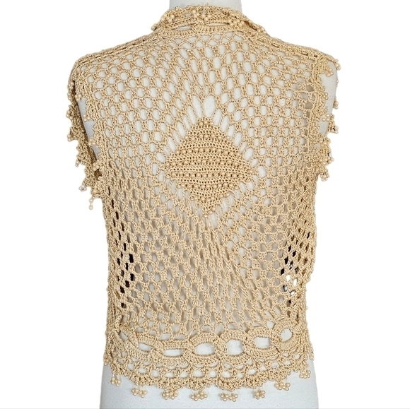 CROCHETED Bohemian Beaded Vest Size S - Picture 3 of 13